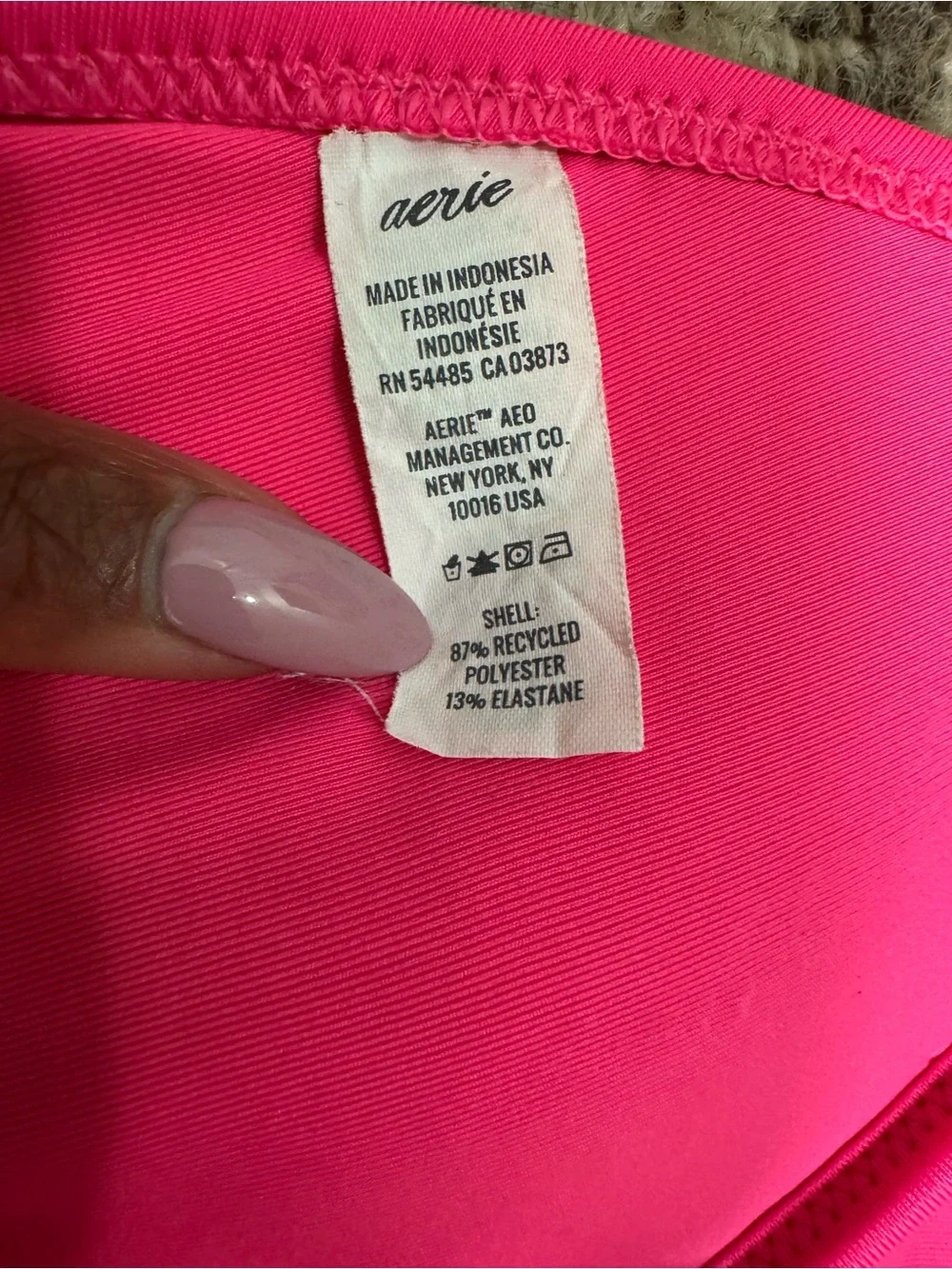 aerie Neon Pink Ruffle V-Neck Bikini Top